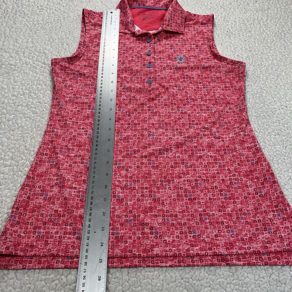 Peter Millar Sleeveless Golf Polo Shirt Women’s Small Pink Geo Print Athliesure - Picture 10 of 10
